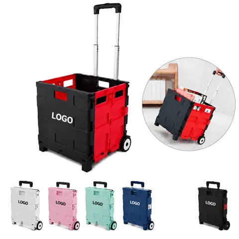 Folding Shopping Cart with Cover and Tie Rod, Easy Storage
