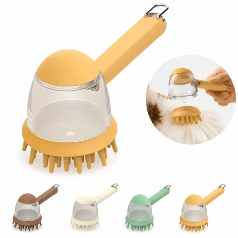 Silicone Pet Bath Brush with Soap Dispenser for Dogs Cats 2