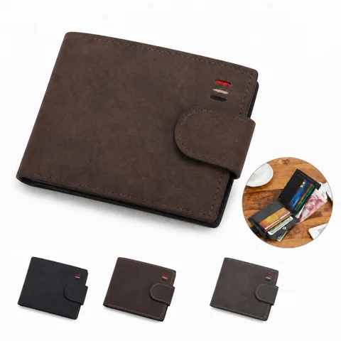 Men's Genuine Leather Bifold Wallet with ID display panel 2