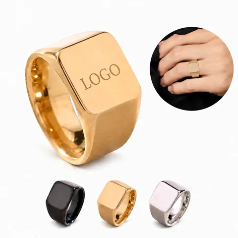 Square Stainless Steel Ring Minimalist Geometric Adjustable