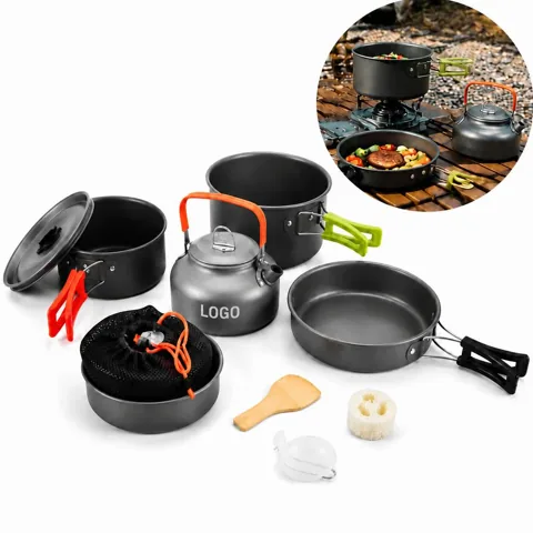 Hard-Anodized 3-Piece Camping Cook Set with Foldable Handles