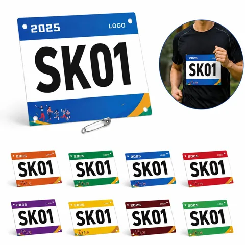 Custom Spunbonded Polyethylene Race Bib 9.4x7.8in with Pins