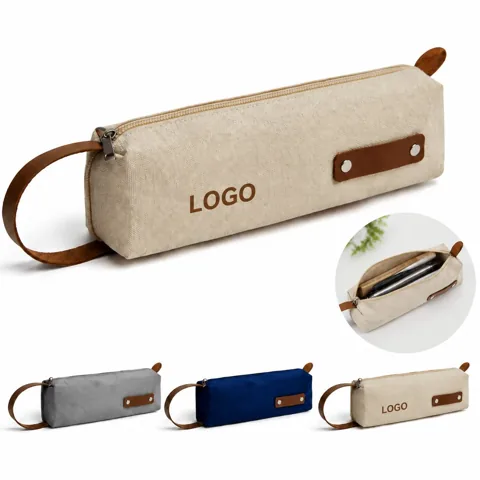 Portable Canvas Pencil Case with Ergonomic Handle