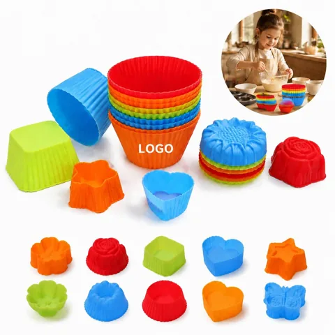 Food-Grade Silicone Flower Muffin Mold, Multi-Shape Baking