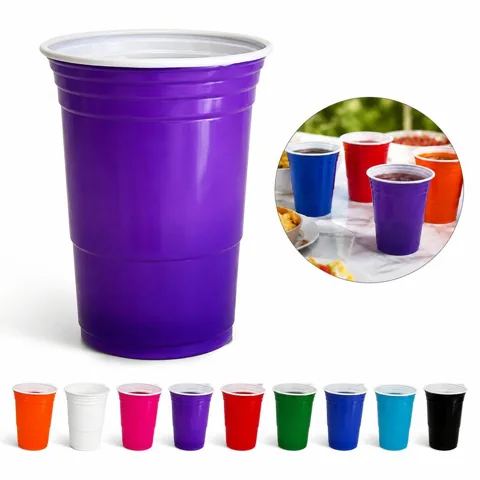 16 oz Reusable Plastic Party Cup, BPA-Free Stackable 2