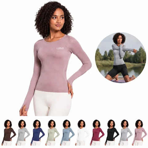 Seamless Long Sleeve Yoga Top Moisture-Wicking Workout Shirt