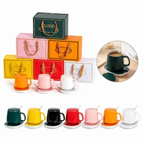 Ceramic Mug Warmer Set with Auto Shut-Off for Desk