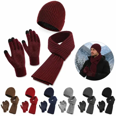 Touchscreen Winter Hat Scarf Gloves Set for Cold Weather 2
