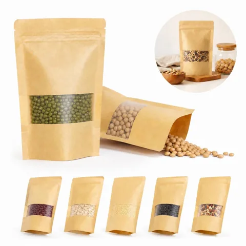 Waterproof Kraft Stand Up Pouches with Resealable Zipper 2