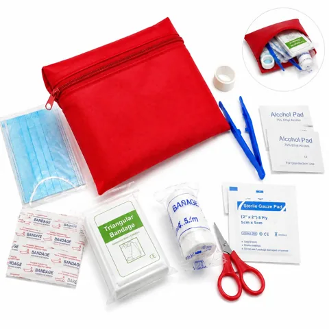 Compact 12-Piece First Aid Kit with Zipper Pouch for Travel 2