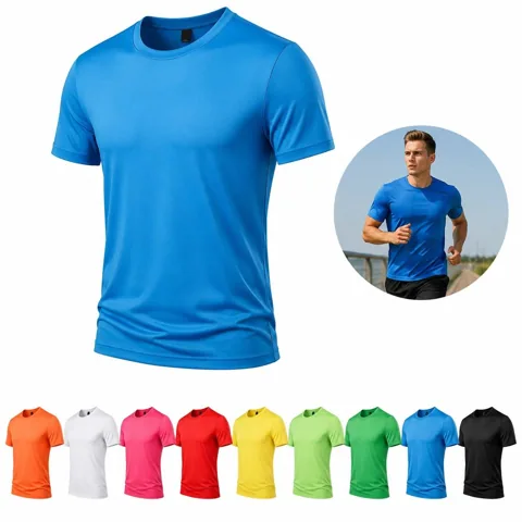 Candy Colored Crew Neck T-Shirt with Sweat-Wicking Fabric 2