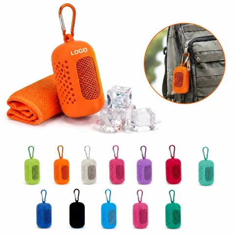 Microfiber Cooling Towel with Silicone Case, Quick Dry