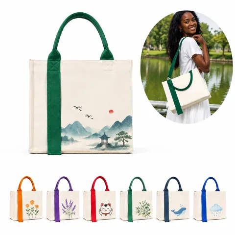 Natural Rattan Tote Bag with Multiple Pockets for Daily 2