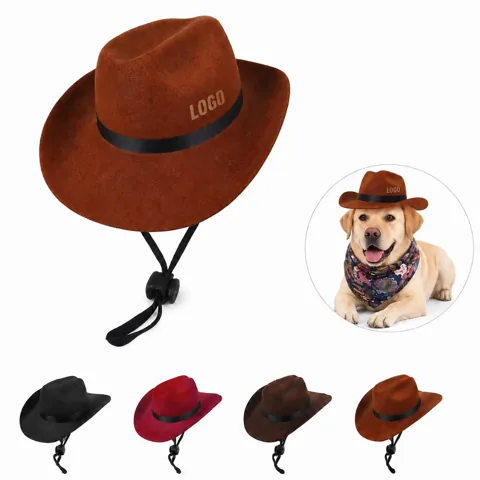 Adjustable Western Cowboy Hat for Small Dogs with Chin Strap