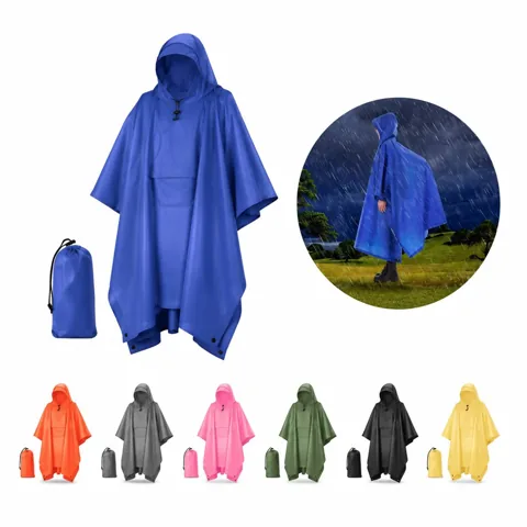 3-in-1 Waterproof Rain Poncho with Hood for Outdoor Camping 2