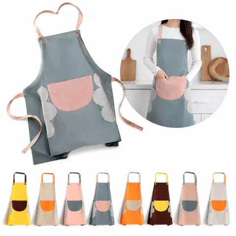Wipeable Waterproof Kitchen Apron with Adjustable Straps 2