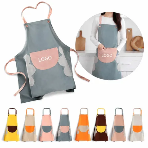 Wipeable Waterproof Kitchen Apron with Adjustable Straps