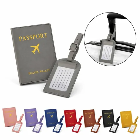 Custom PU Passport Holder & Luggage Tag Travel Set 2