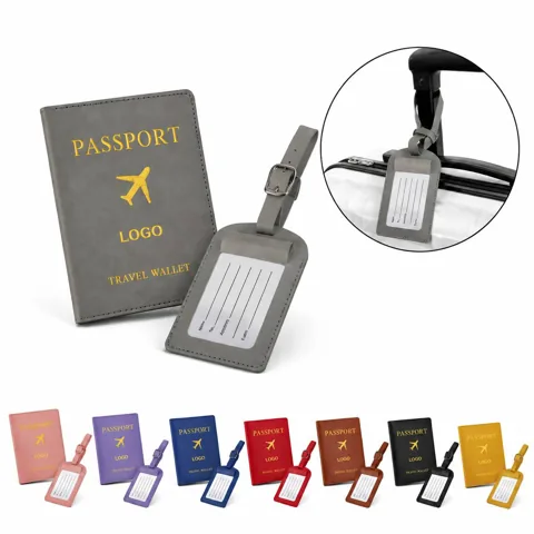 Custom PU Passport Holder & Luggage Tag Travel Set