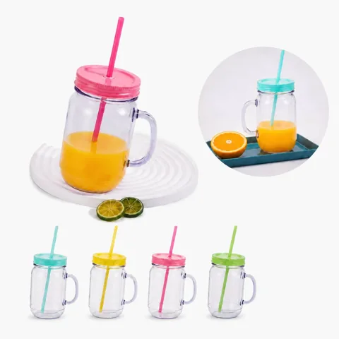 BPA-Free Double Wall 17oz Handled Drinking Jar with Added Functionality 2