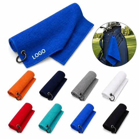 Microfiber Waffle Golf Towel with Clip for Clubs and Balls