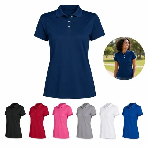 Women's Cool-Dry Performance Polo Shirt with Mesh Panels 2