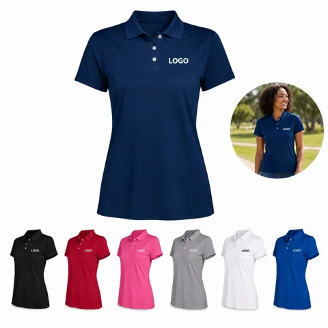 Women's Cool-Dry Performance Polo Shirt with Mesh Panels