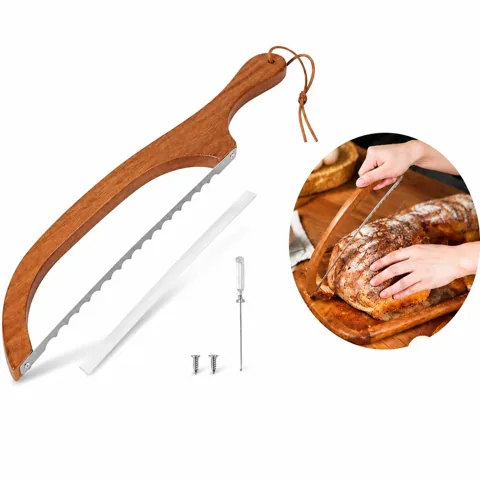 Serrated Bread Knife with Wooden Handle for Precise Slicing 2