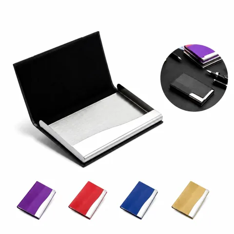 Premium Leather Business Card Holder with Secure Snap 2