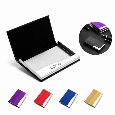 Premium Leather Business Card Holder with Secure Snap