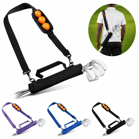 Portable Golf Club Bag with Single Shoulder Strap and Ball 2