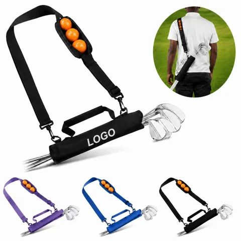 Portable Golf Club Bag with Single Shoulder Strap and Ball