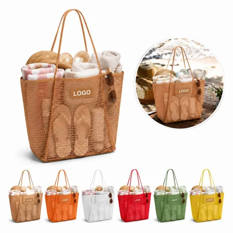 Double Thickened Mesh Beach Tote, Quick-Dry Sand-Proof 1