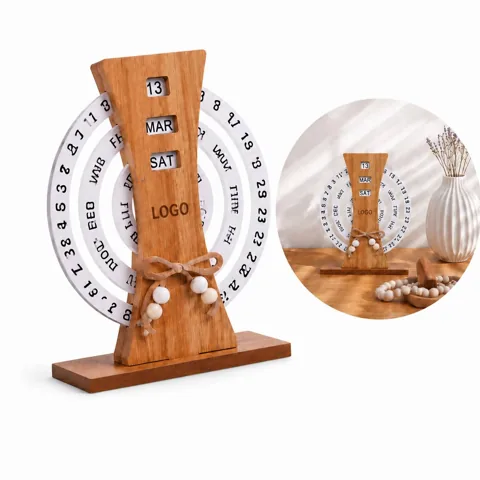 Wooden Ferris Wheel Manual Rotating Desk Calendar