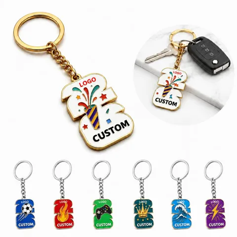 2026 Enamel Soccer Trophy Keychain with UV Printed Metal 1