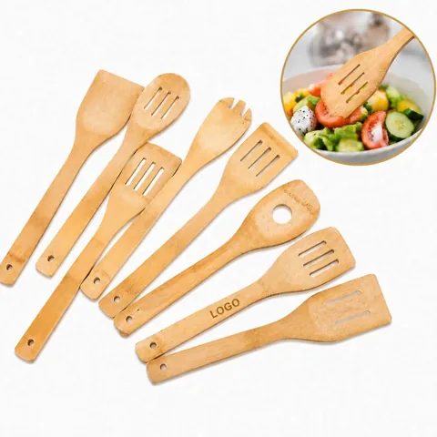 Bamboo Cooking Utensil Set, Eco-Friendly Non-Scratch