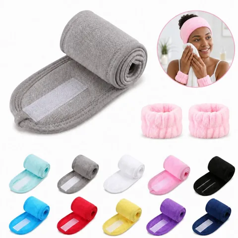 Anti-Drip Skincare Terry Set with Hair Tie & 2 Wristbands 2