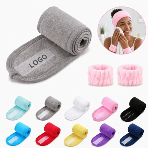 Anti-Drip Skincare Terry Set with Hair Tie & 2 Wristbands