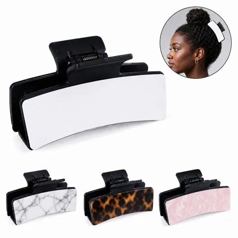 Full-Color Rectangle Claw Hair Clips, Fade-Resistant Finish 2