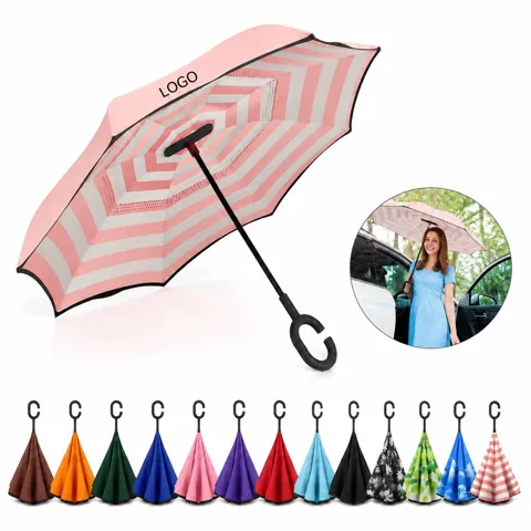 Double Layer Reverse Umbrella 23 Inch Windproof Compact
