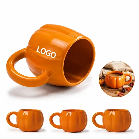 Fun Cartoon Pumpkin Ceramic Breakfast Cup with Handle