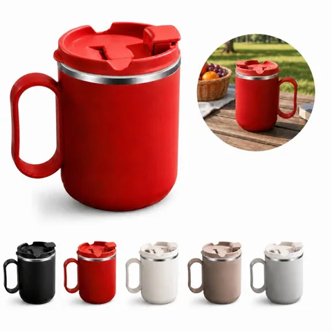 Insulated Stainless Steel Coffee Mug with Lid and Handle 2