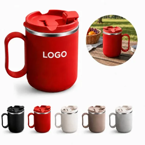 Insulated Stainless Steel Coffee Mug with Lid and Handle