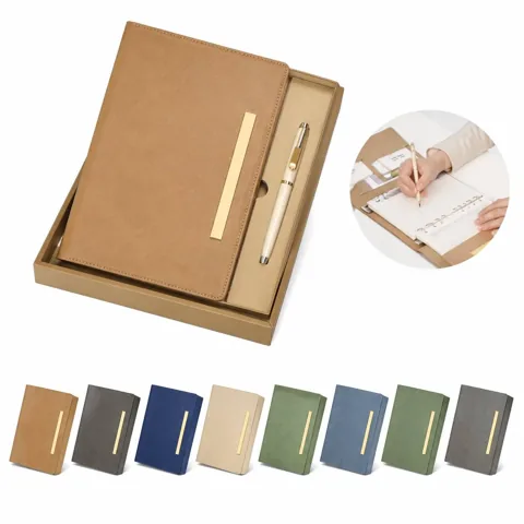 A5 Tri-Fold PU Binder Set with Metal Pen, 3 Dividers 2