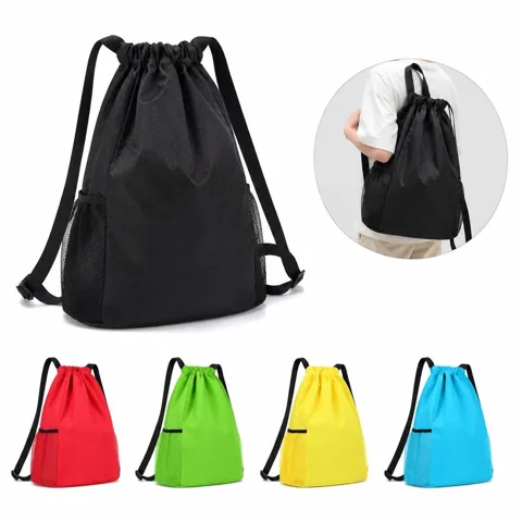 Tear-Resistant Drawstring Backpack with Mesh Side Pockets 2