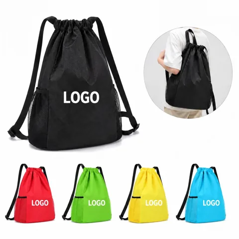 Tear-Resistant Drawstring Backpack with Mesh Side Pockets