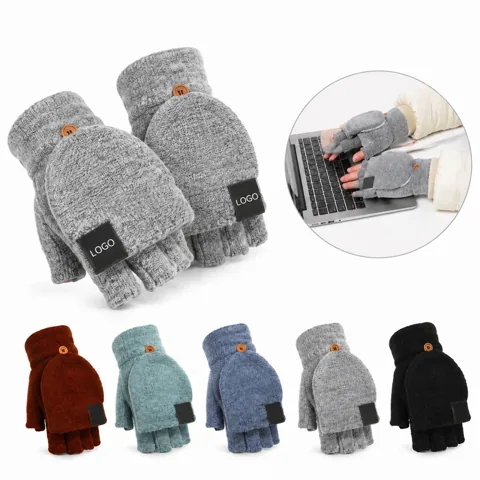 USB Heated Half Finger Gloves with Flip Mitten Cover
