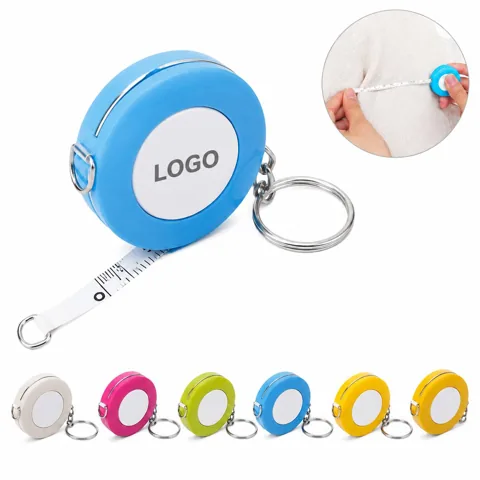 Mini Retractable Tape Measure Keychain with Metric &