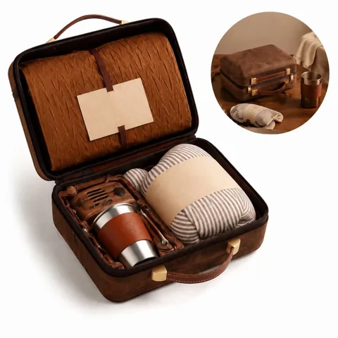 Luxury Felt Gift Set with Silk Scarf, Gloves & Brooch 2