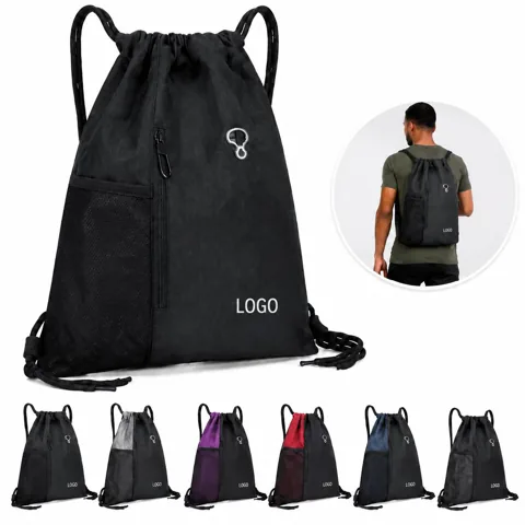 Large Drawstring Gym Bag with Interior Pocket, Lightweight